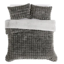 Frye 3-piece Faux Fur Comforter Set, Faux Rabbit Fur 1 Comforter, 2 Shams