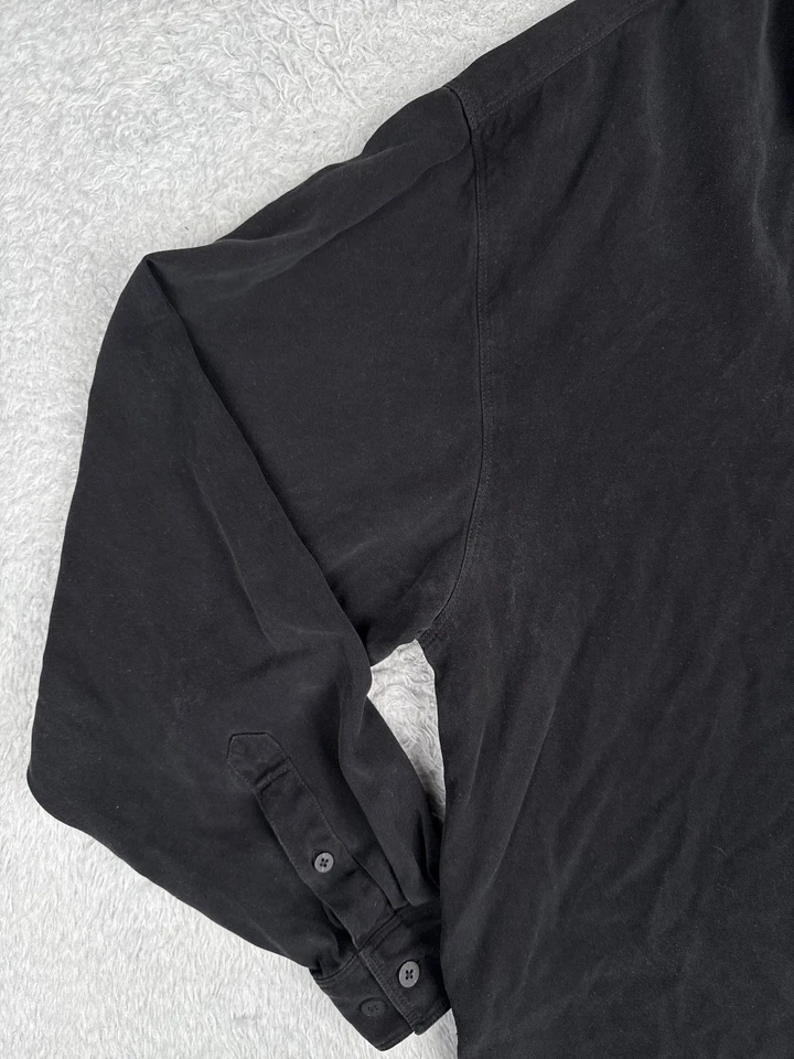 Tommy Bahama Shirt Men Large Black 100% Silk Long Sleeve Camp Button Up READ - Image 3 of 4