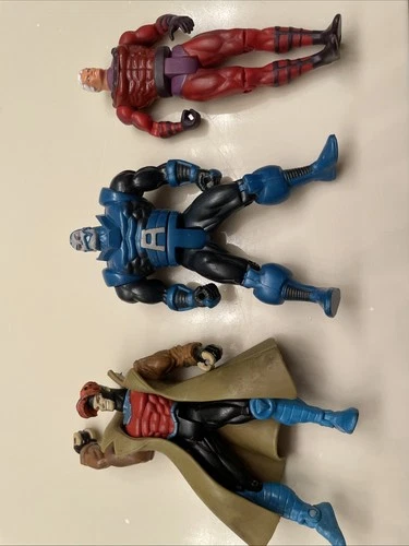 Lot Of 3 Vintage Toy Biz Marvel X-Men Figures:  Magnetto, Apocalypse & Gambit