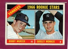 1966 Topps #469, Yankees Rookie Stars, Murcer / Womack, No Creases, VG
