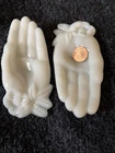 2. Vintage Milk glass  Sm.hand  W/ Flowers Trinket, Jewelry ,soap Dish Trays