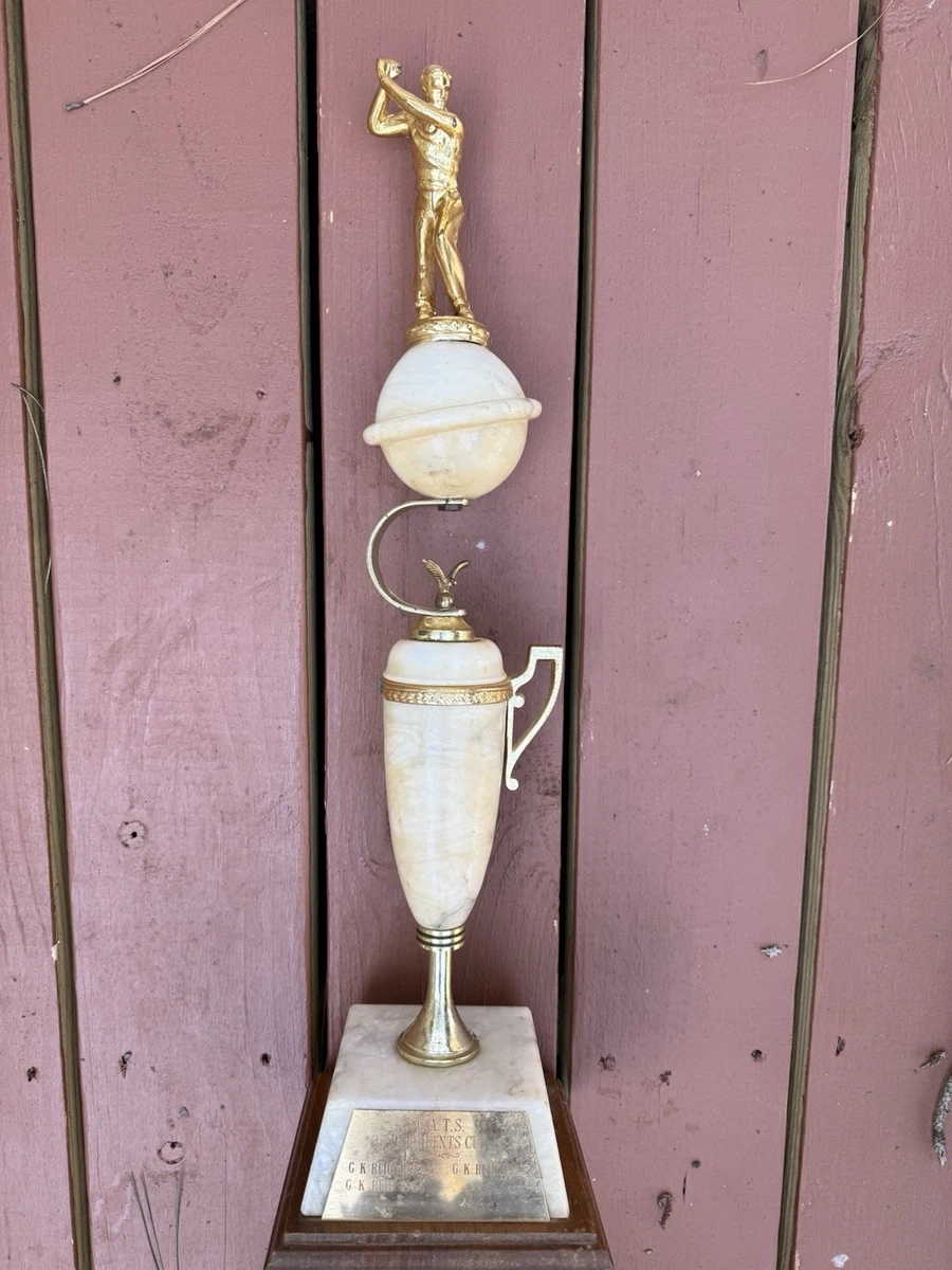Trophée De Bowling Vintage Homme - Bakélite Butterscotch Et Bois - MCM