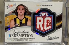 2025 AFL Select Seamless Cody Anderson RC signature Badge 22/70 Hawthorn hawks