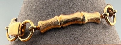 Vintage Anson Bracelet Gold Tone Bamboo Link Men's Mid Century 8''