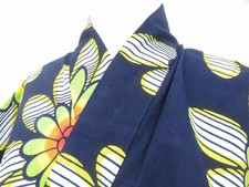 JAPANESE KIMONO YUKATA NAVY BLUE 155cm 5 ft 1 in COTTON EE8180