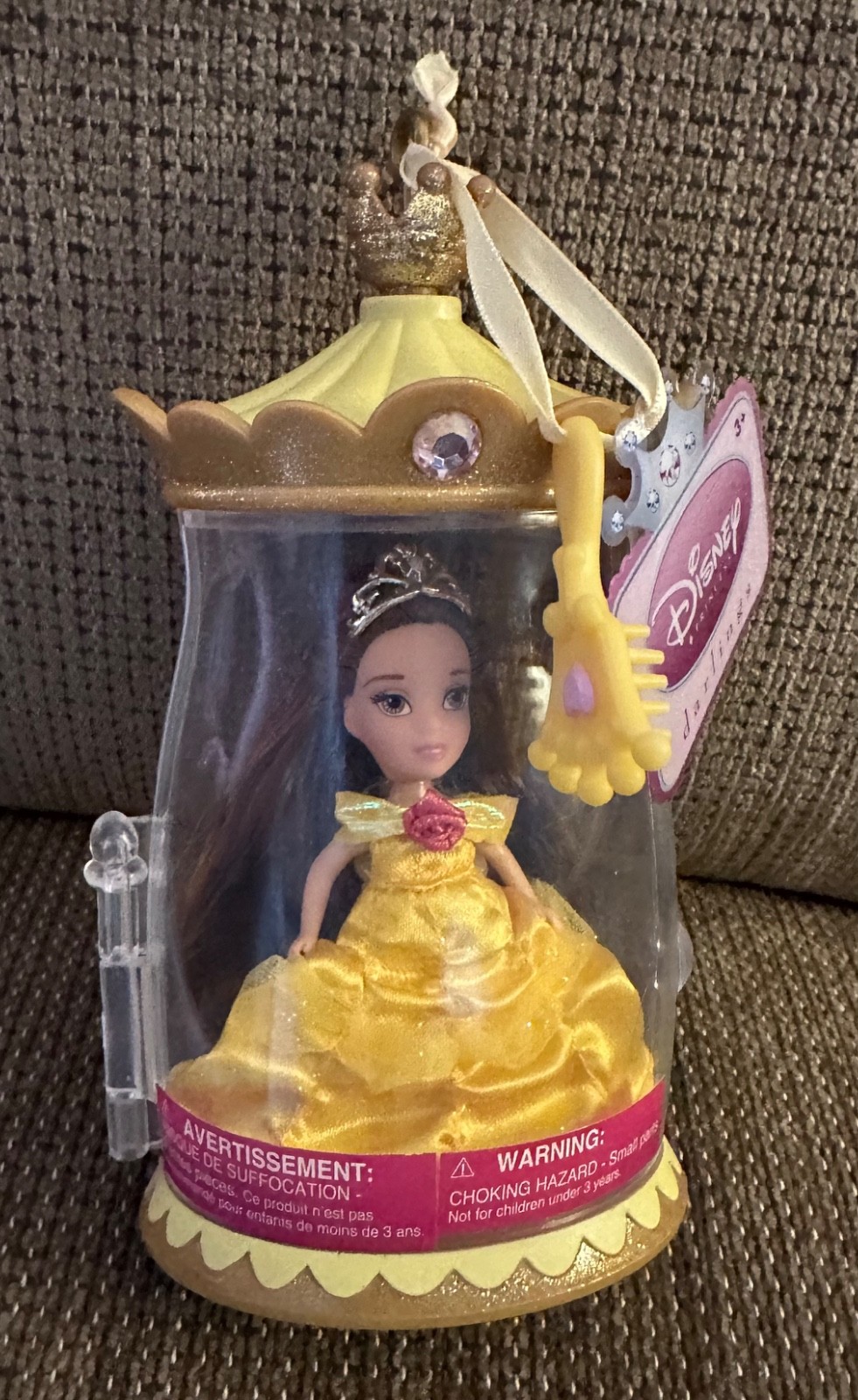 NEW (Sealed) Disney Store Princess Darlings Doll 4&rdquo; Belle w/Brush in Castle Case