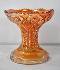 VINTAGE IMPERIAL MARIGOLD CARNIVAL GLASS TWINS PATTERN PUNCH BOWL BASE