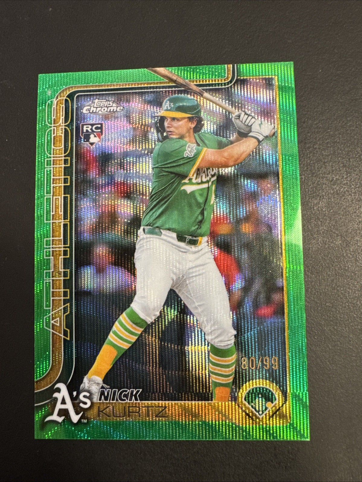 2025 Nick Kurtz Topps Chrome Update Green Wave Refractor 80/99 RC USC178