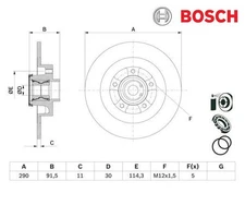 2 pieces brake disc Bosch 0986479F42 for Renault Scénic IV