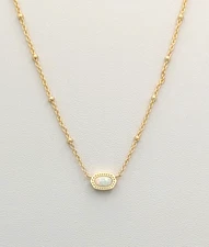 Kendra Scott Adjustable Gold Plated & Lab Grown Opal Mini Pendant Necklace w/DB