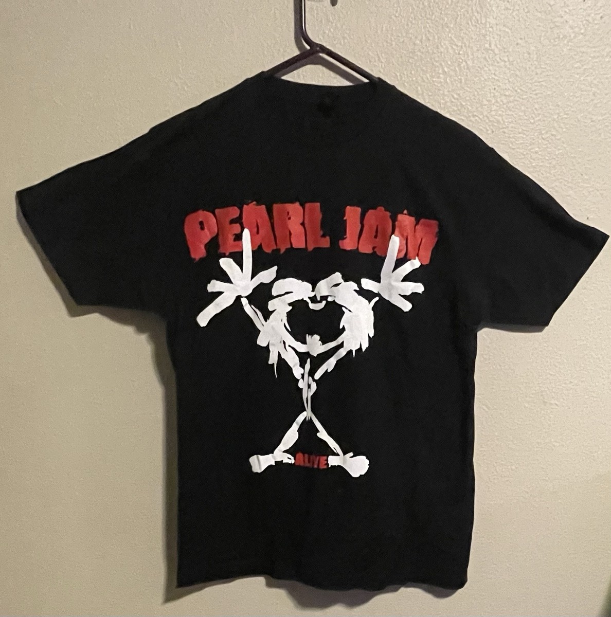 Pearl Jam Men's L, Black T-Shirt Stick Figure Alive Concert