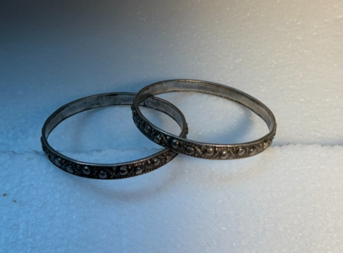 2 Vintage Middle Eastern Bangle Bracelets -  Smal… - image 5
