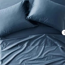 King 600 Thread Count Sateen Sheet Set Dark Mineral Blue - Casaluna