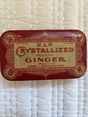 Vintage Rare Albert L Rich (NY) Crystallized Oriental Ginger 16 oz Tin, New York