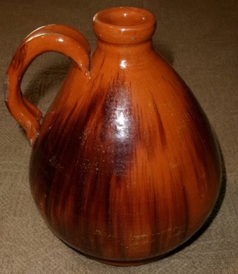 7'' Greg Shooner Ovoid Redware Jug with Manganese 1993