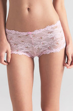 SKIMS Stretch Lace Boyshort Panties, Rosebud Print, Size L