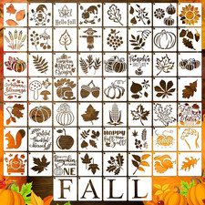 60 Pcs Fall Stencils for Painting Reusable Thanksgiving Crafts 3 X 3 Inch