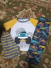 New Sz 4 Boys 3pc Big Truck PJ Set W/ Shorts Pants
