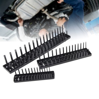 3x 1/4in 3/8in 1/2in Socket Holder Organizer Black Multifunctional Storage S HOT