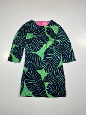 Lilly Pulitzer Dress Womens Size 00 Carol Shift "Under the Palms" Green Leaves