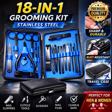 18-in-1 Stainless Steel Pedicure Manicure Set   Professional Grooming Kit