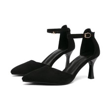 Womens Pointed Toe Pumps, Adjustable Ankle Strap Heels for Party Formal Events