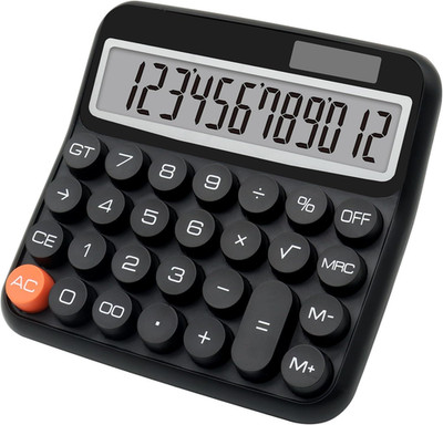 Black Calculator, Big Button Calculator with Large LCD Display, Black Office Des