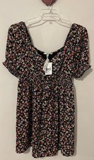 Speechless Womens Large Black Floral Vneck Knee-Length Dress NWT! A5612