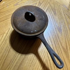 Vintage Cast Iron Saucepan Kettle Pot And Lid With Handle For Melting Lead