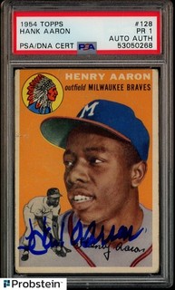 1954 Topps #128 Hank Aaron Braves RC Rookie HOF PSA 1 PSA/DNA AUTO