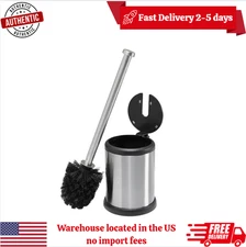 Self Closing Lid Stainless Steel Toilet Brush and Holder