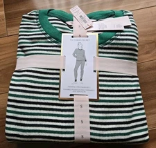 NWT Victorias Secret Thermal Pajama Set S Regular Green Stripe Lounge Legging