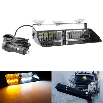 16LED Auto LKW Blitzlicht Frontblitzer Gelb+Weiß Warnleuchte Dash Strobe Notfall