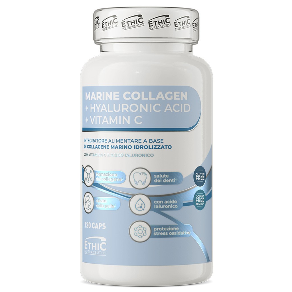 Es Italia Srl Brand Ethicsport Marine Collagen+Hyaluronic Acid+Vitamin C 120 Capsule - Immagine 4