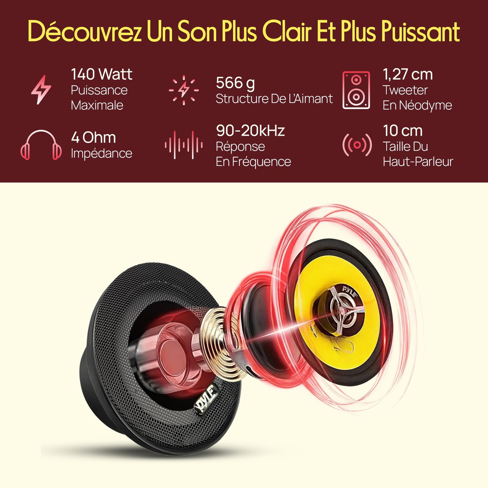 Haut Parleurs Voiture 16,5 cm à 2 Voies 240W Noir pour Portières