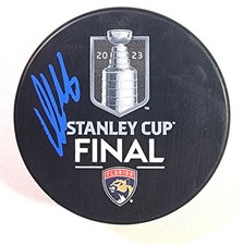 Aleksander Barkov Signed Florida Panthers 2023 Stanley Cup Hockey Puck Beckett 