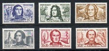 French stamp series Nos. 1207 to 1212, Mint Never Hinged (MNH) from 1959