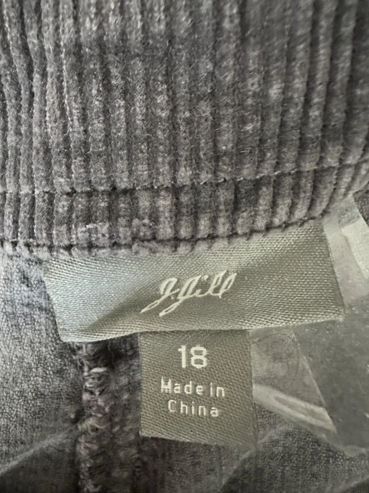 Pantalones para mujer J.Jill gris algodón pana terciopelo ribete pierna recta talla 18 Foto 4 de 4