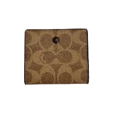 Coach coin case leather men's allover pattern brown new