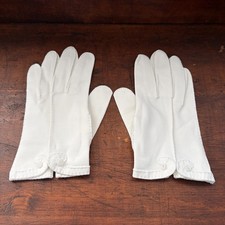 Vintage Womens Small White Dress Gloves Stitched Edge w/ Buttons