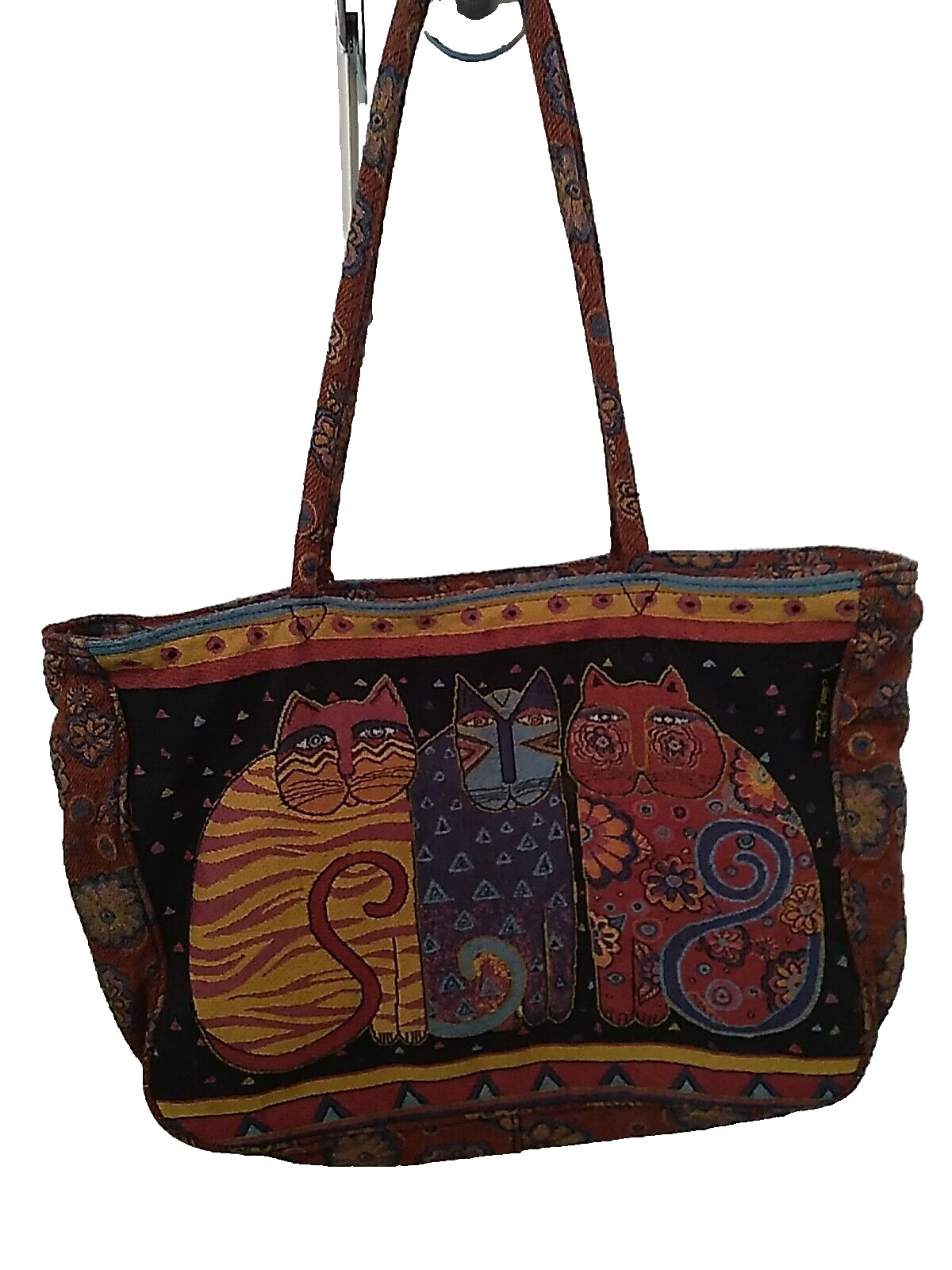 Laurel Burch Double Handle Multi Colored Tapestry… - image 1