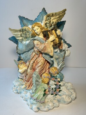 ANGEL & Cherubs Wind Up Musical Figurine  When You Wish Upon A Star  Music