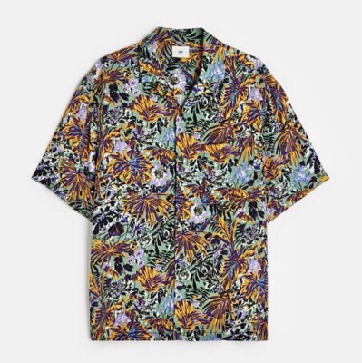 H&M Floral Pattern Short-Sleeve Resort Shirt Size XL Brand New NWT