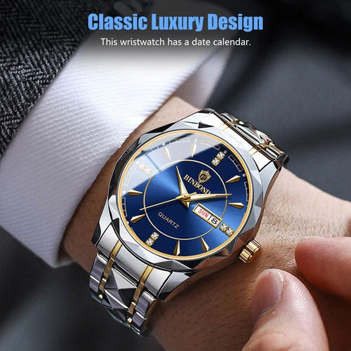 Waterproof Men Quartz Watch Stainless Steel Luminous Date Classic Business Wrist - Picture 2 of 9