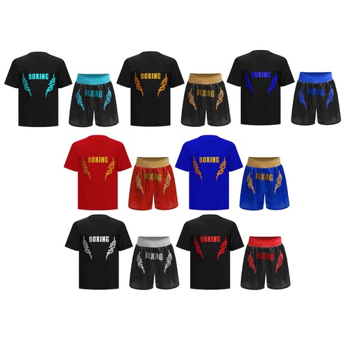 Kids Boys Set Tracksuits Suit Muay Thai Outfit Football Letter Printed Workout