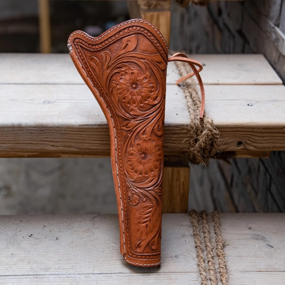 Se adapta a Pietta 1860 ejército 1851 1861 azul marino 7,5" funda de cuero occidental desplazamiento floral Foto 3 de 4