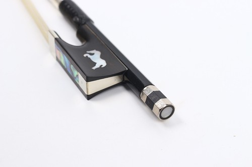 New Advanced Black Carbon Fiber Violin Bow - Small Horse Style Frog Inlay - Picture 6 of 8
