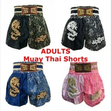 Muay Thai Fight Boxing Shorts Dragon Grappling Fitness Gym Gear Satin Fabric