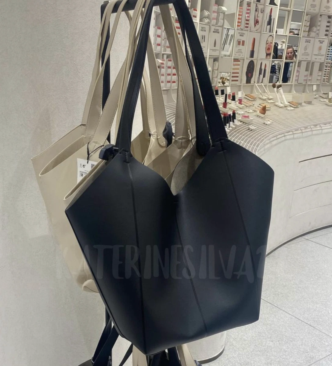 ZARA NEW WOMAN SS23 BLACK TOTE BAG REF:6732/210