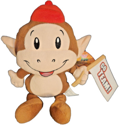 Sugar Loaf Toys Smiling Monkey with ''Go Team'' Flag and Hat Plush Stuffed Animal